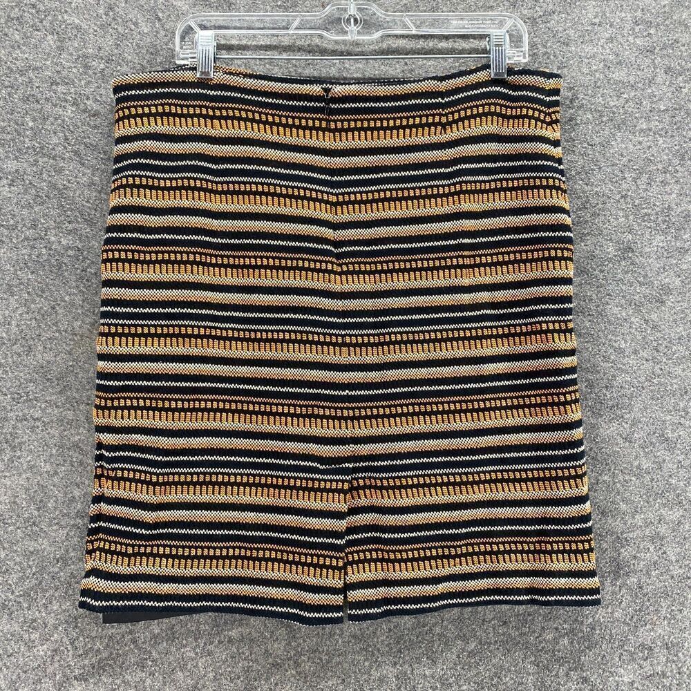 Doncaster Skirt Women 16 Plus Black Striped A-Line Midi Zipper Cotton Mid Rise - Picture 2 of 8